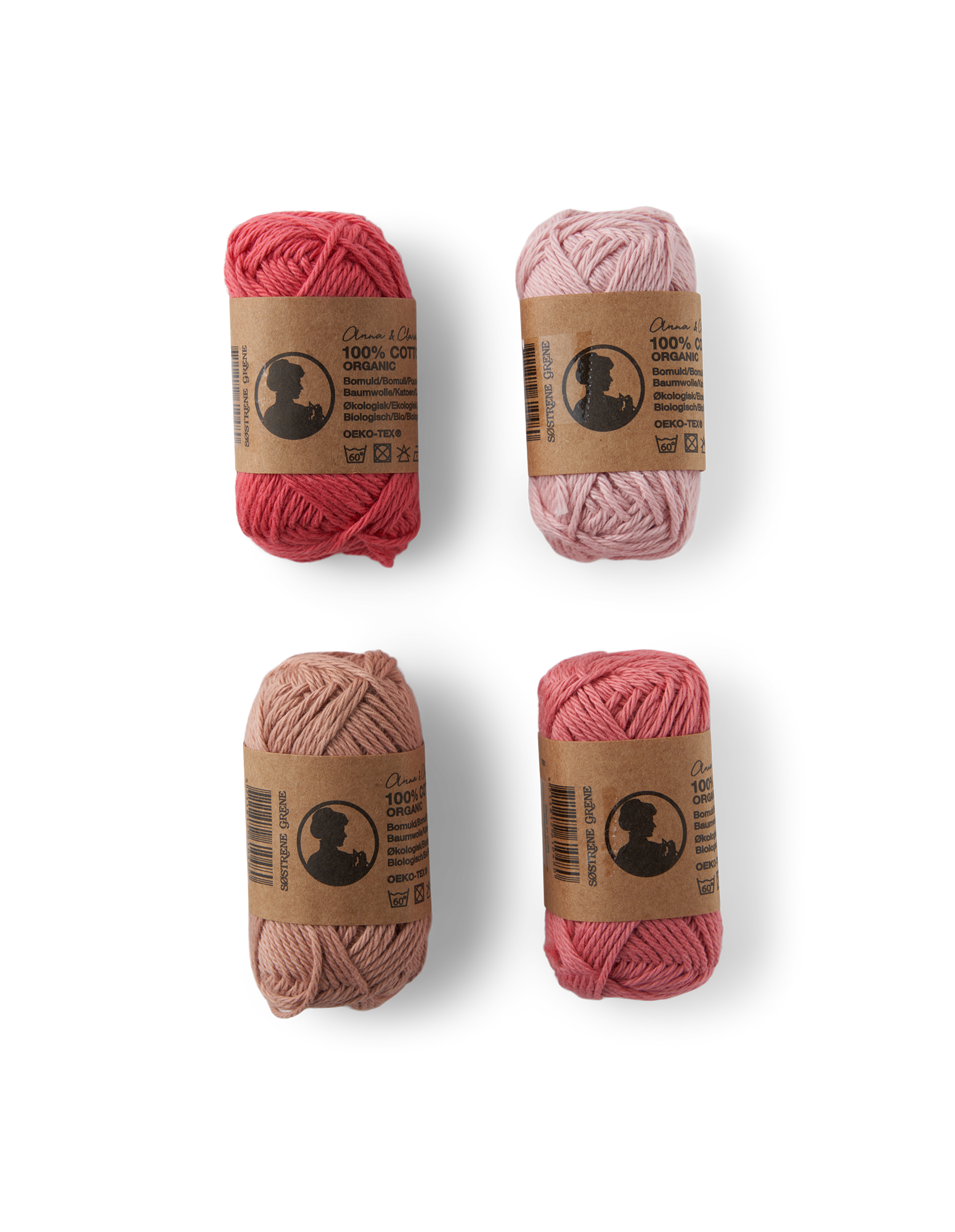 Cotton yarn set 8/4 Cotton. 10 g. 4 pcs. Søstrene Grene