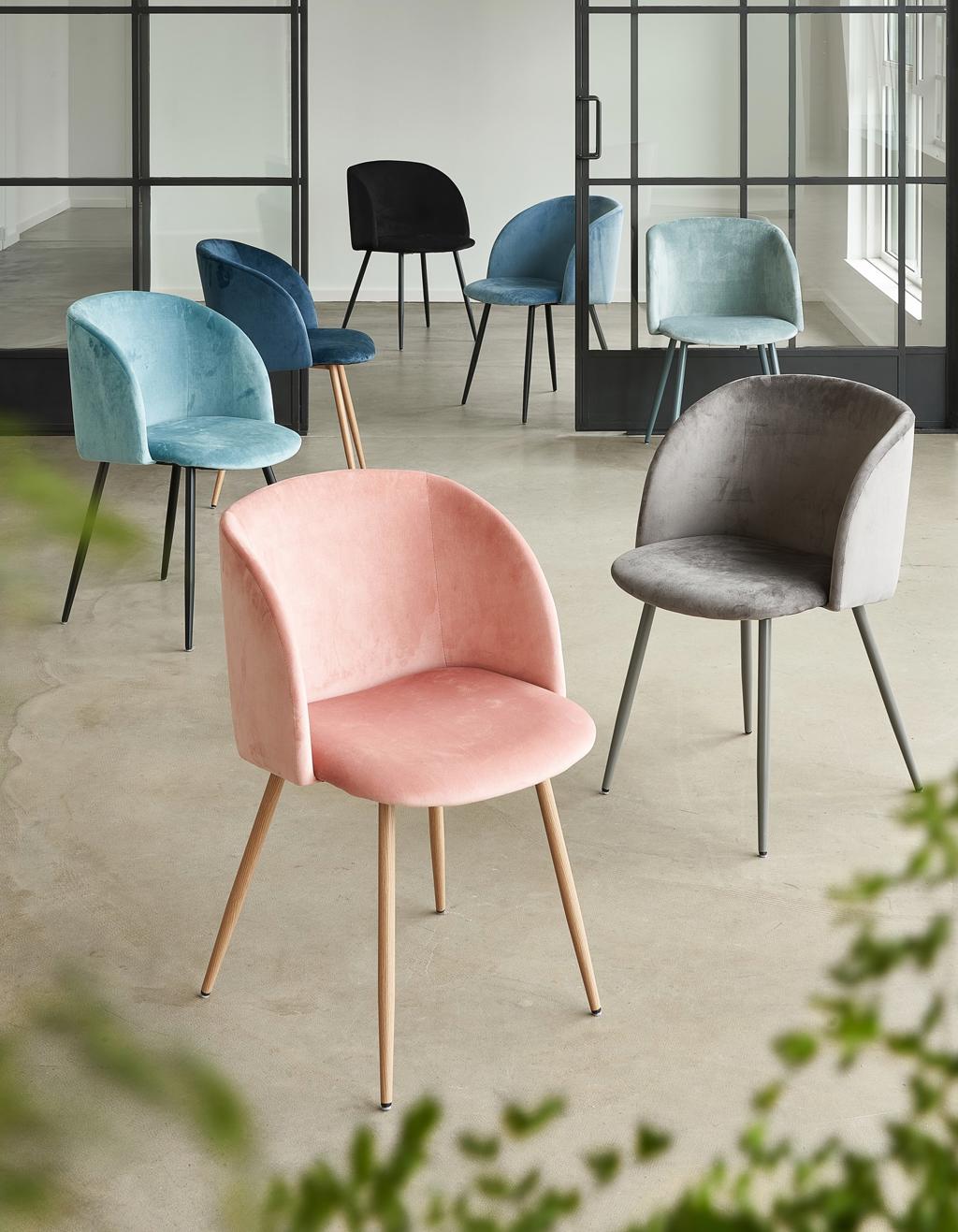 Fluwelen stoel | Polyester/populier/ijzer. 54 x 47 81 cm. | Søstrene Grene