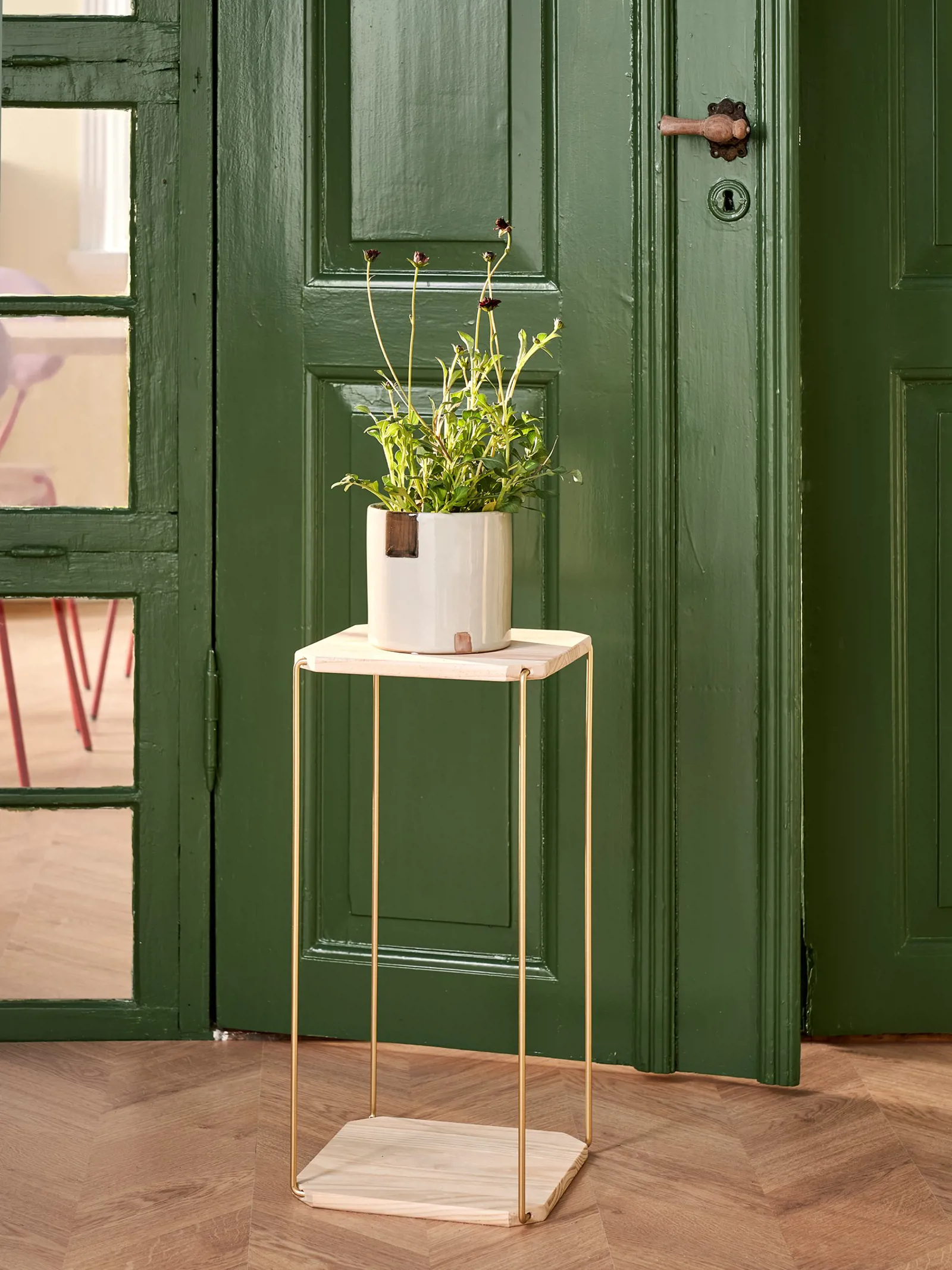 Plantentafel Grenenhout ijzer 25 X 25 X 52 Cm S strene Grene plantentafel-grenenhout-ijzer-25-x-25-x-52-cm-s-strene-grene