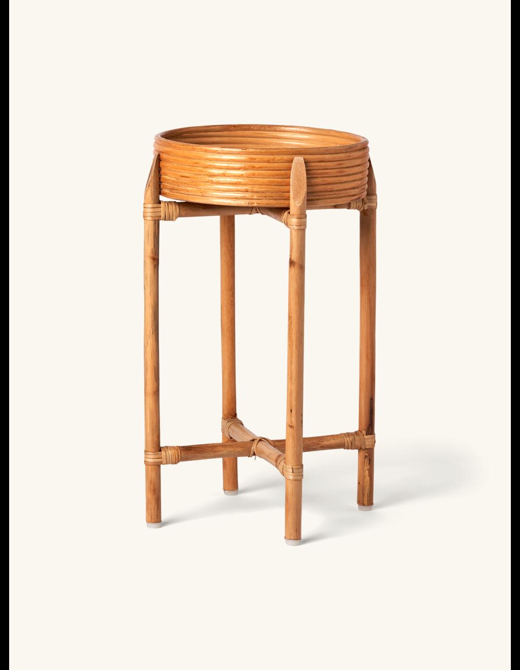 Home - Plant table - Rattan/acacia wood. 27 x 47 cm.