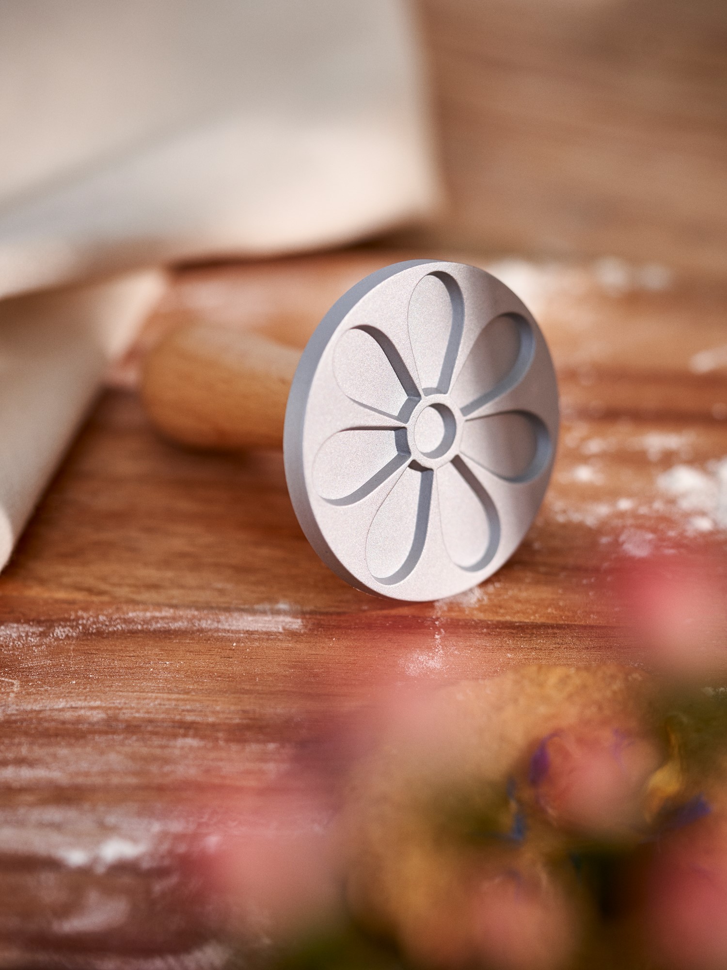 Keksstempel Aus Holz Mit Kegelblumen-Muster – 6,3 Cm Durchmesser, Für Teig & Fondant