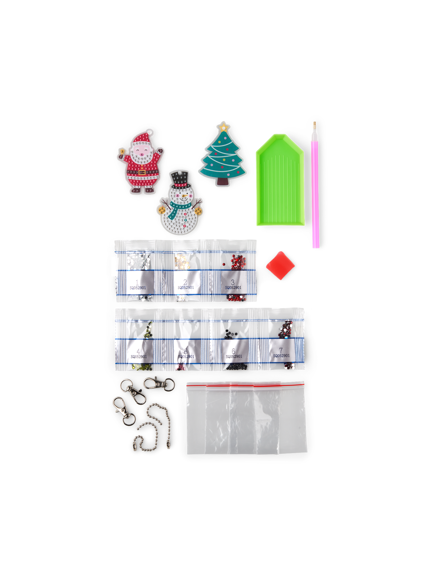 DIY Christmas keyrings with diamond art Søstrene Grene