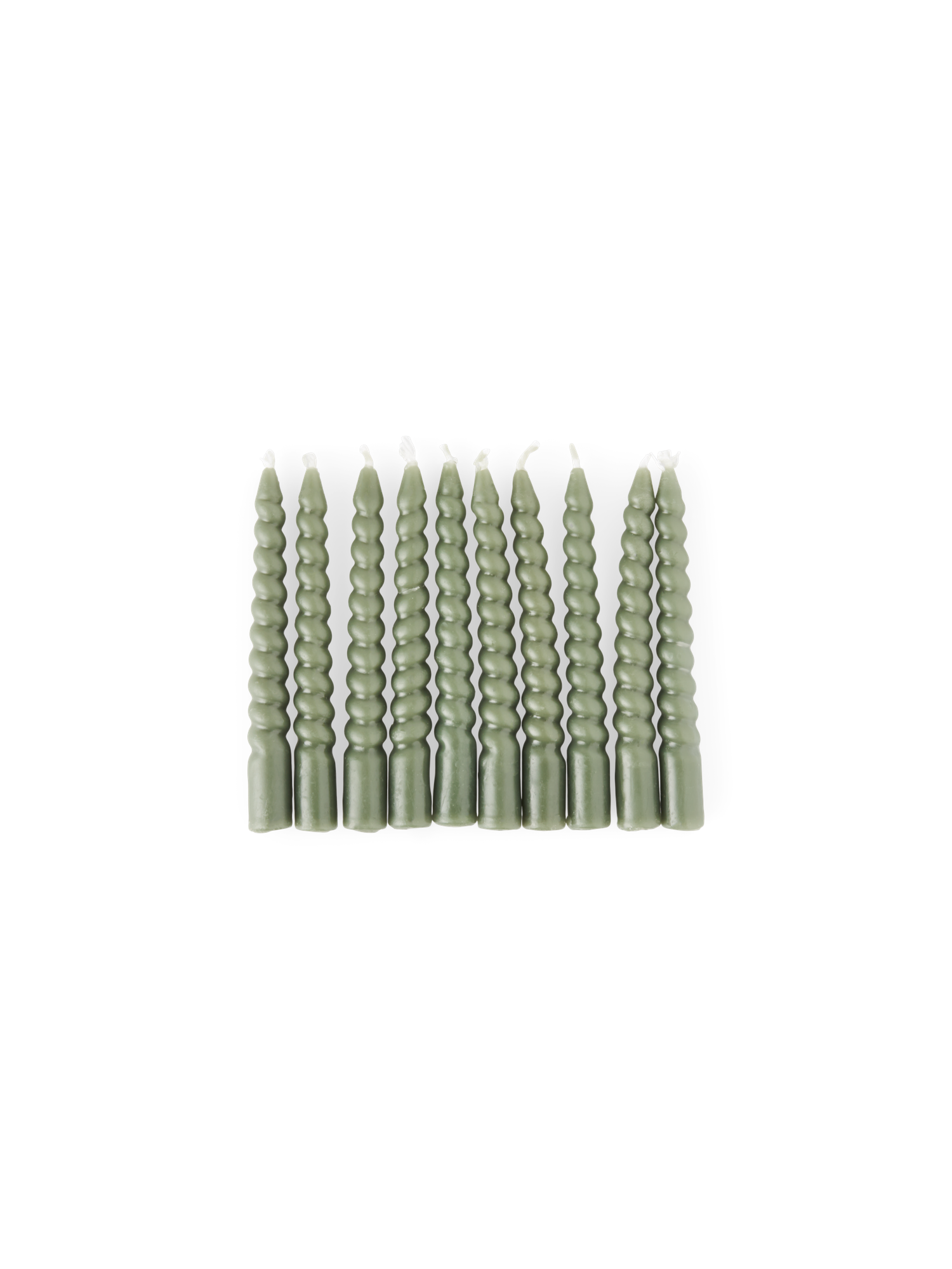Twisted candles 10 cm 10 pcs Paraffin. 1.2 x 10 cm. 10 pcs. Moss Green