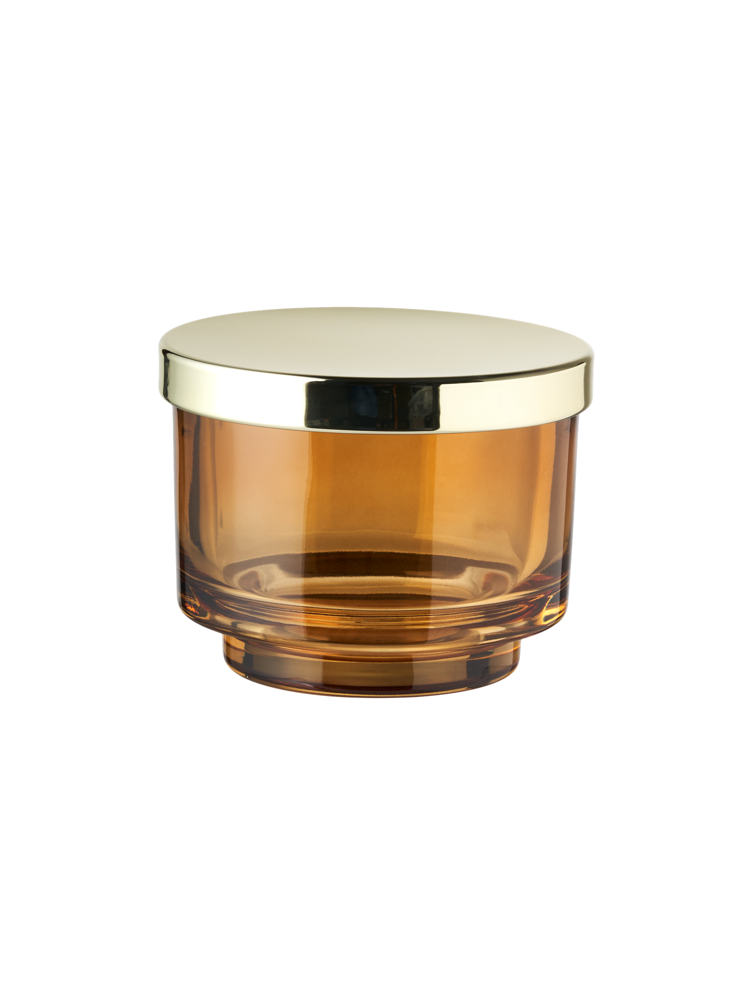 Decorative jar with lid Glass/iron. Ø9.8 x 7.1 cm. Autumn Maple, Gold