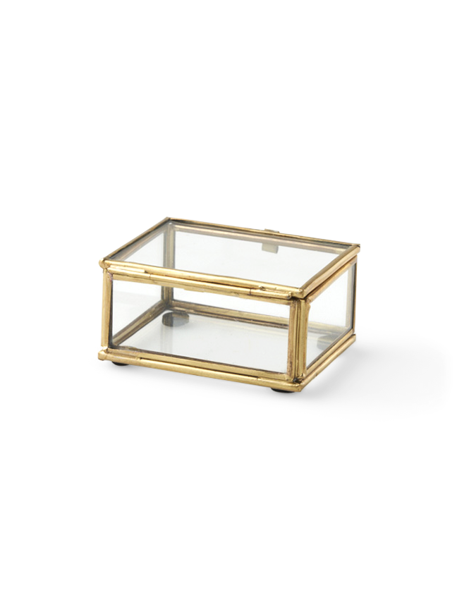 Jewellery box | Glass/brass. 12 x 9 x 5 cm. | Søstrene Grene