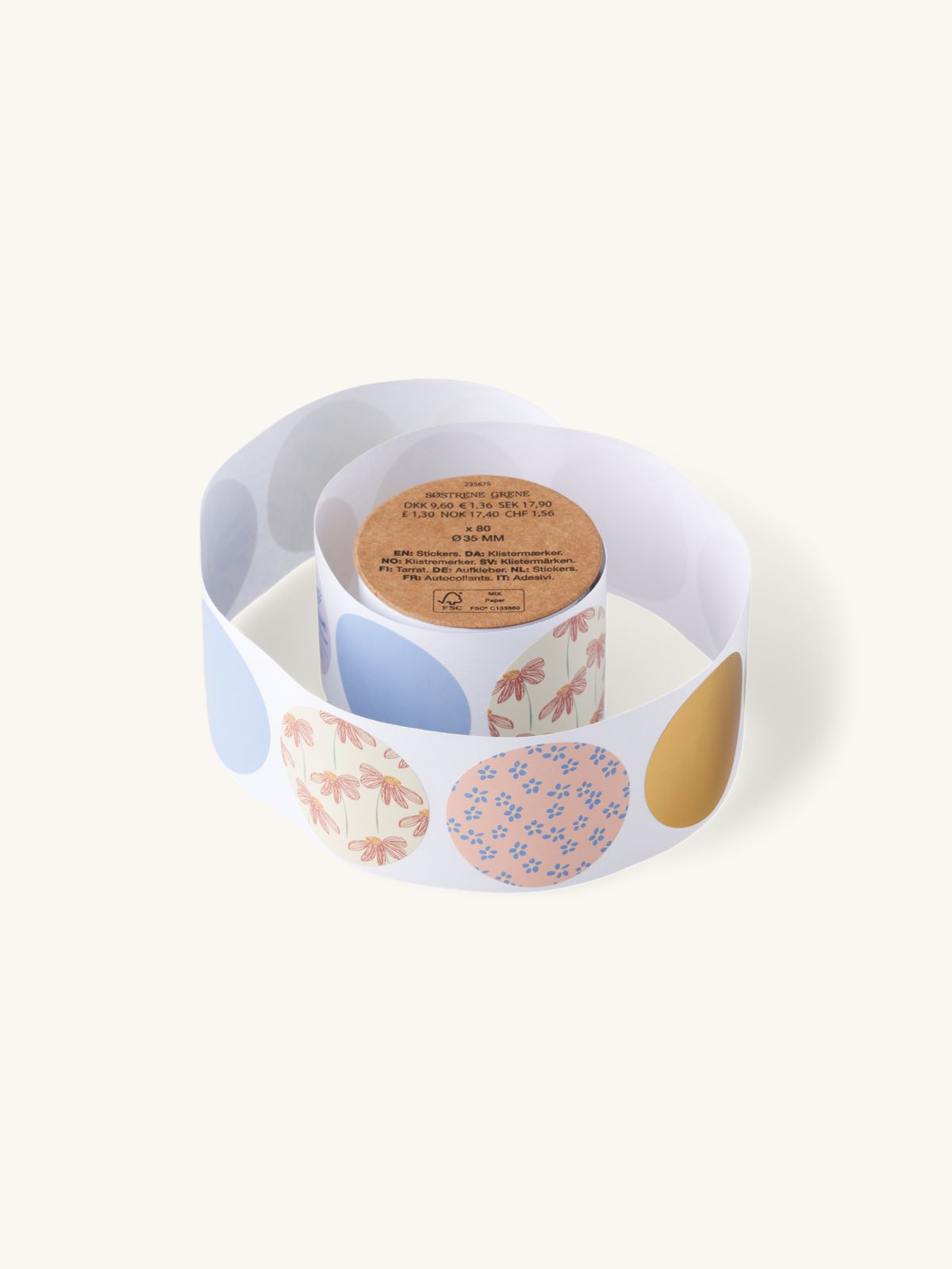 Sticker roll | Paper. 3.5 cm. 80 stickers. | Multi