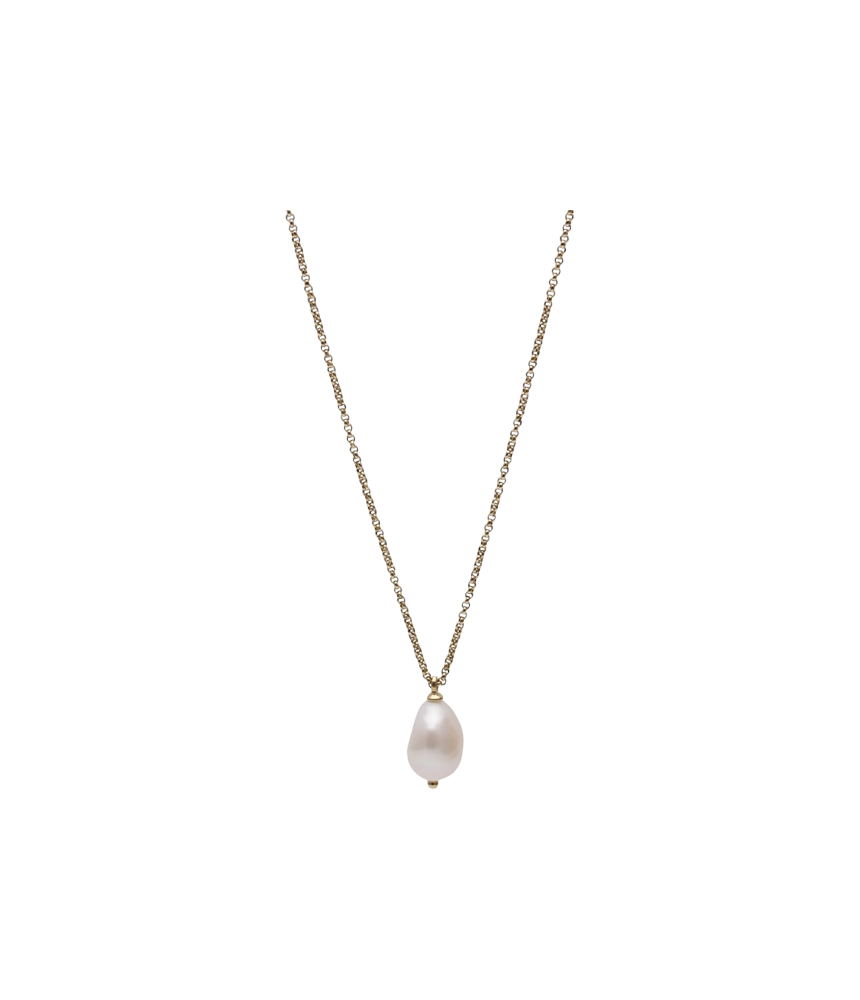 Pearl ketting 14k verguld roestvrij staal/zoetwaterparel. 45 53 cm