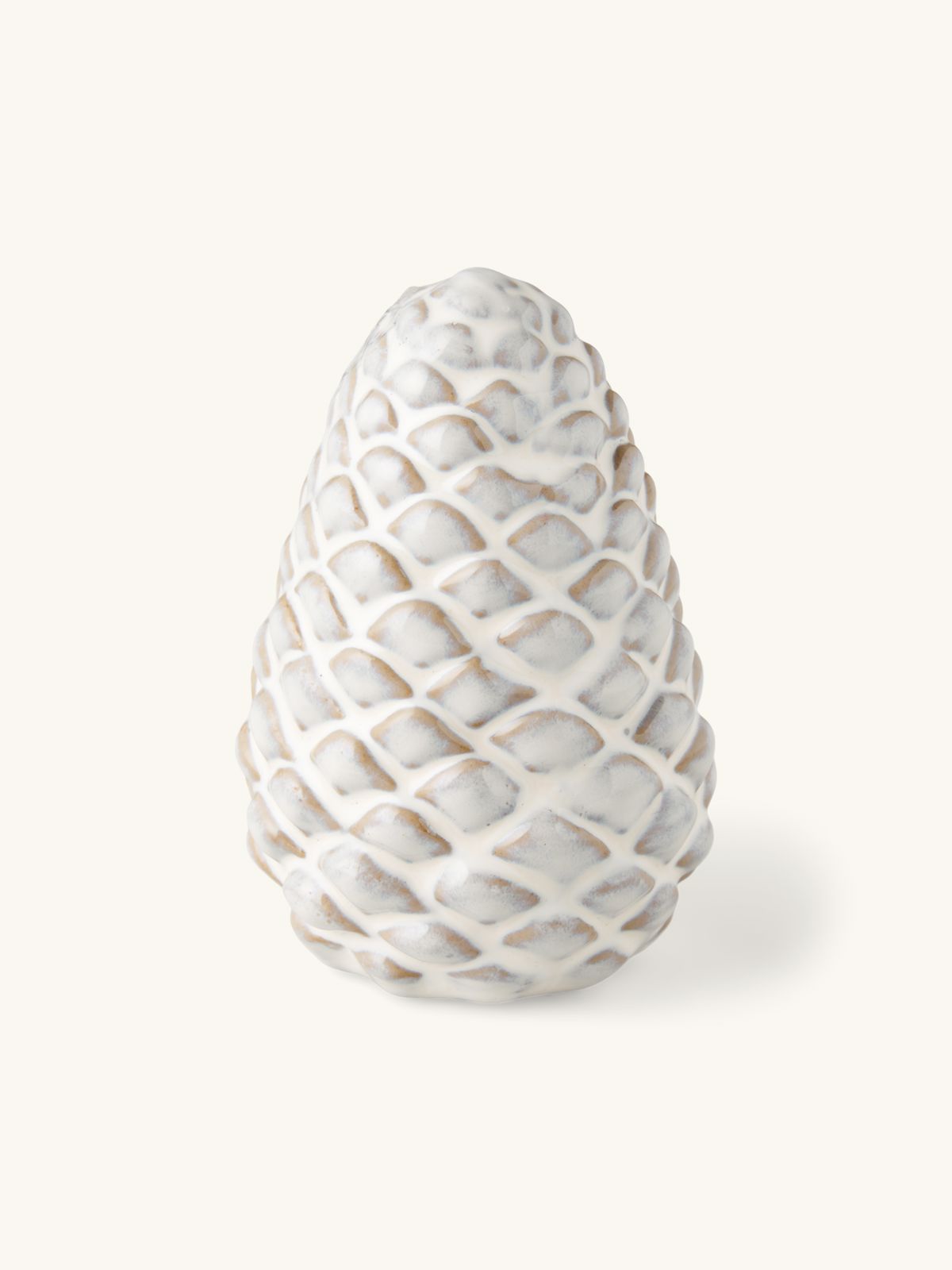 Dekorativ kongle Porselen. 6,5 x 10,5 cm. Off White