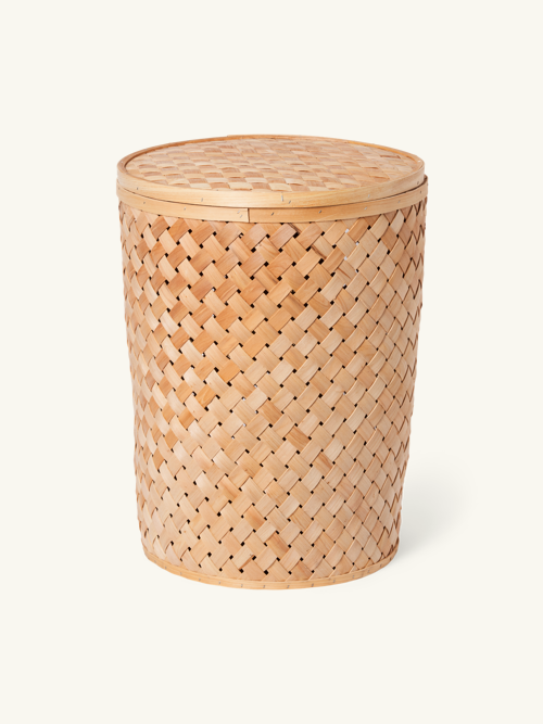 Laundry basket - Pinewood. Ø41 x 55 cm. - Nature - Søstrene Grene