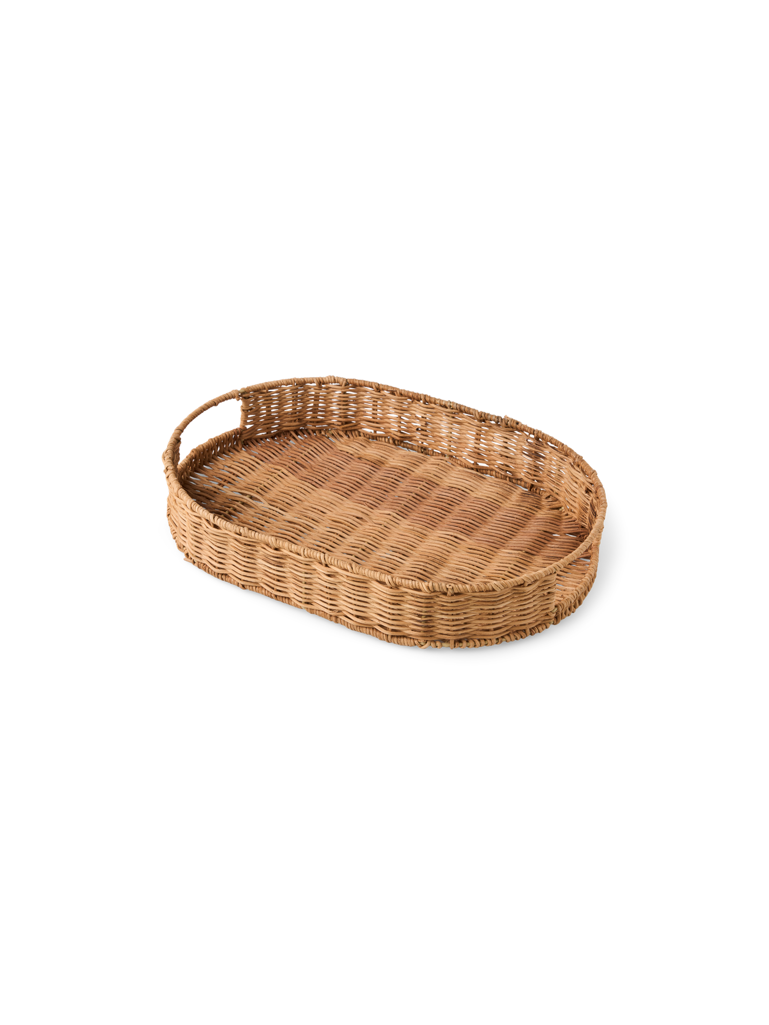 PANIER EN ROTIN ET FER BEIGE MOTIFS CITRON FEUILLE EN FER