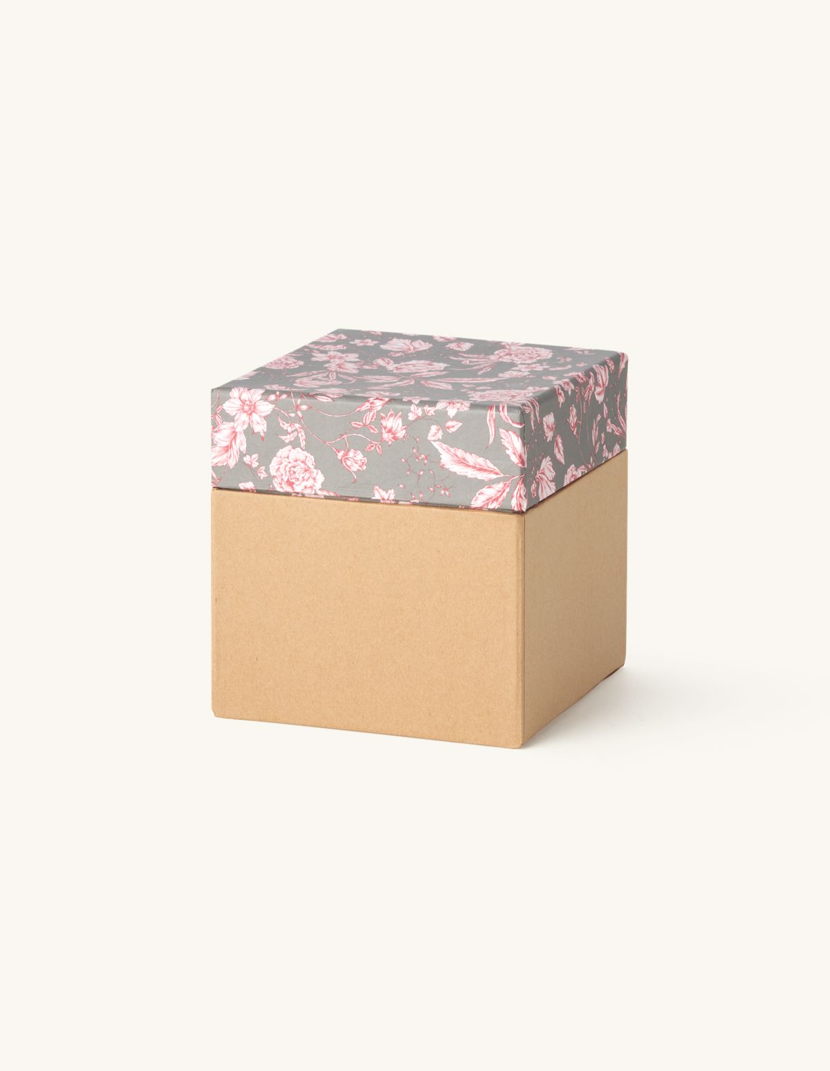 Paper square box | Paper. 14 x 14 x 14 cm. | Warm Grey, Light Brown
