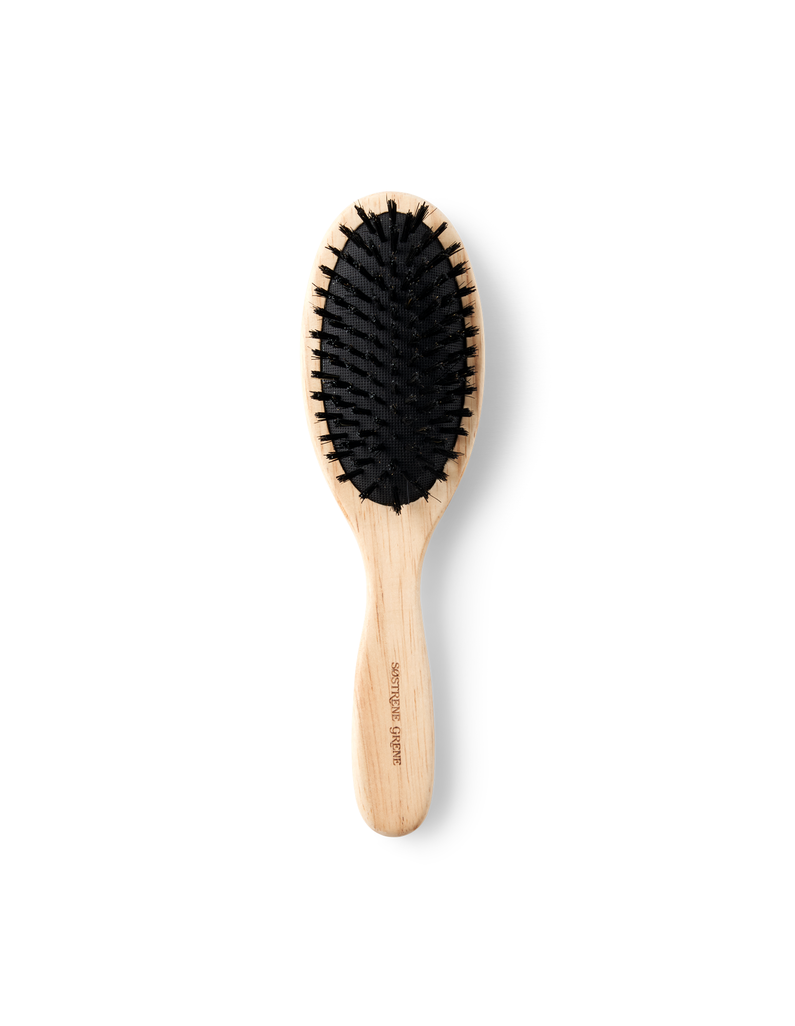 Hair brush Rubber wood/bristle hair/nylon. 3.5 x 4.5 x 22 cm