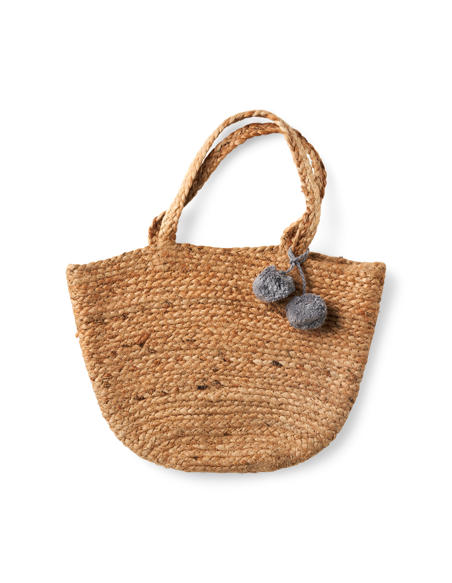 Jute bag with pom poms Jute. 34 x 28 cm. Søstrene Grene