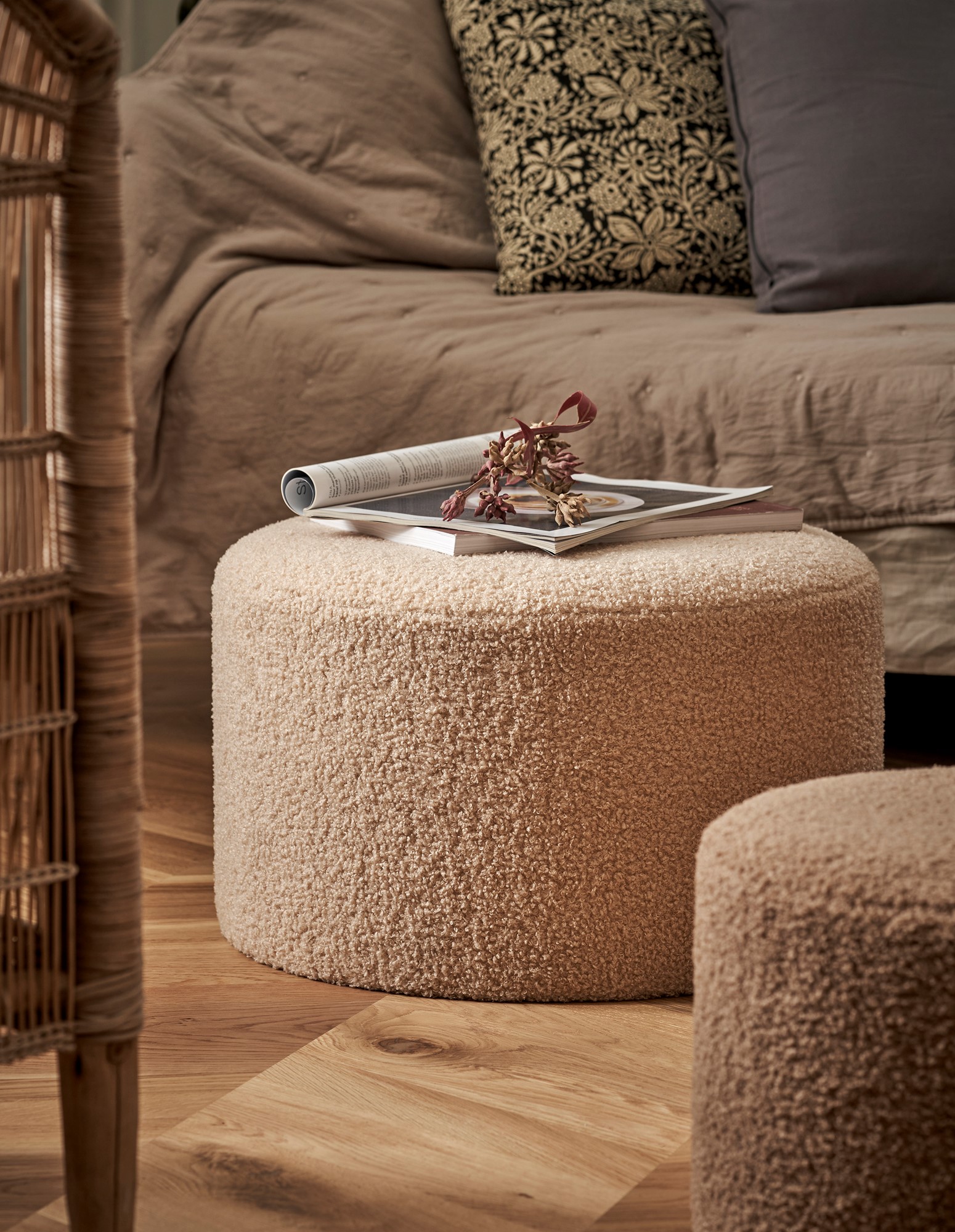 Pouf en tissu tout doux
